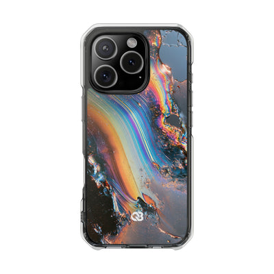 Prismatic Aura Flow · Clear Impact Magnetic Phone Case for iPhone · Blue