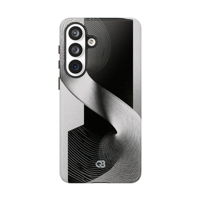 Grey Tough Phone Case for Samsung - Obsidian Moiré Wave