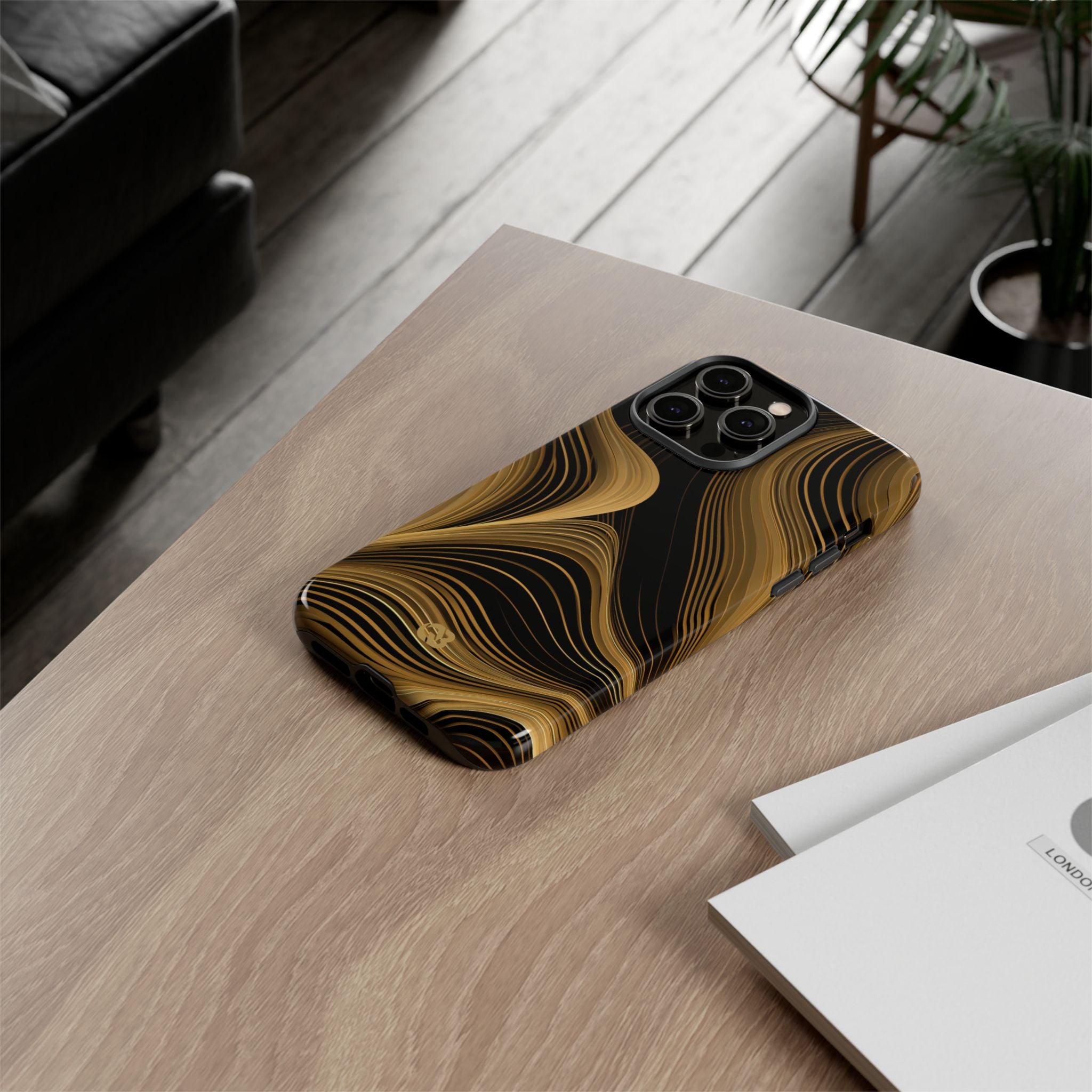Gold Tough Phone Case for iPhone - Molten Copper Strands