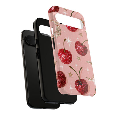 Bedazzled Ruby Cherries · Tough Phone Case for Pixel ·  Pink