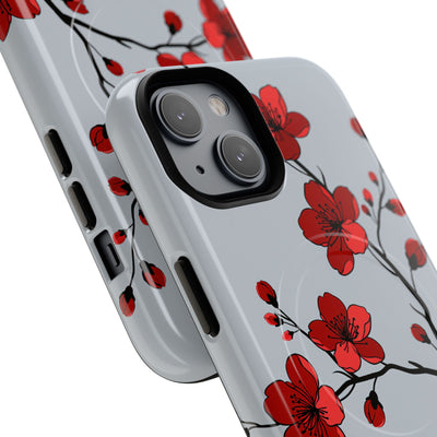 Grey Tough 2.0 Magsafe Phone Case for iPhone - Crimson Blossom Onyx
