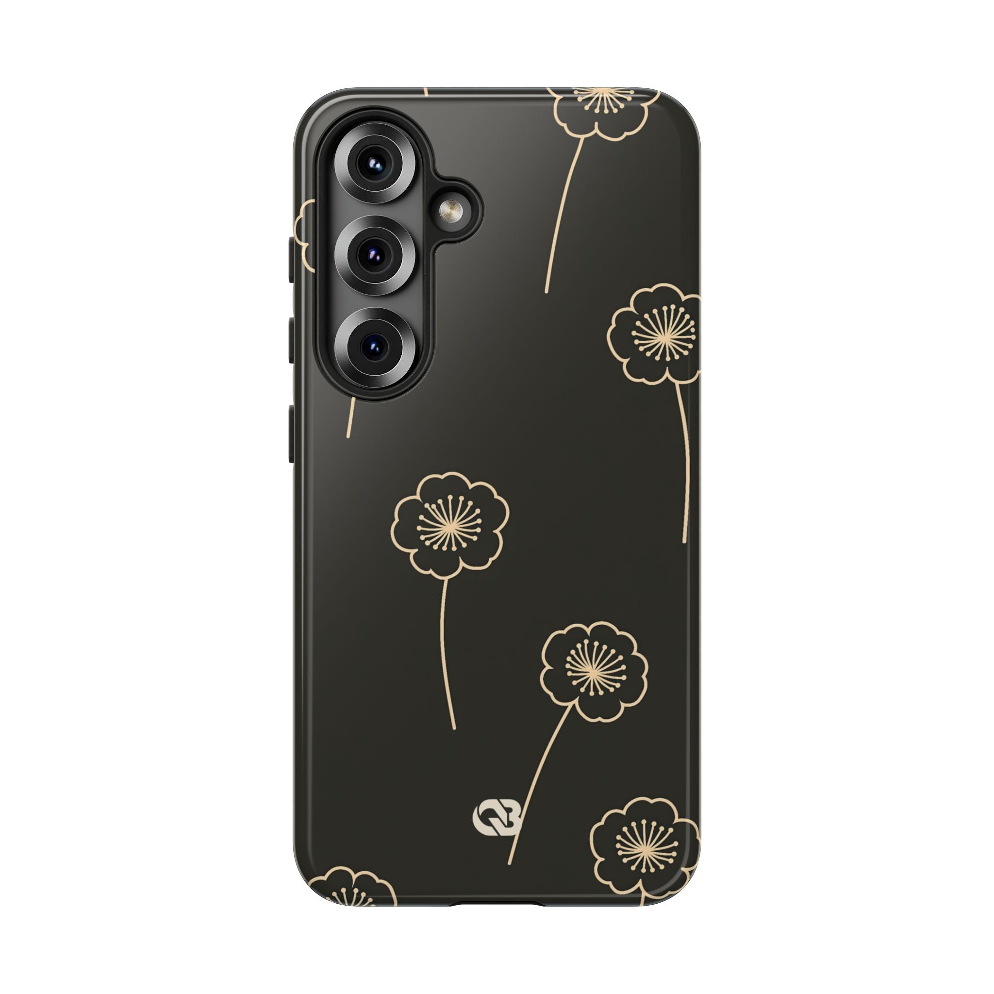Black Tough Phone Case for Samsung - Obsidian Sand Petals