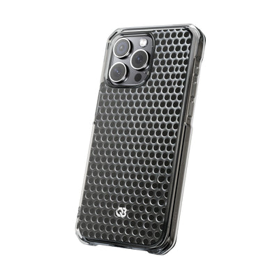 Brushed Perforated Steel · Clear Impact Magnetic Phone Case for iPhone ·  Silver