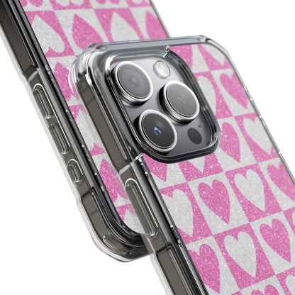 Glitter Hjerte Gitter iPhone 15 Pro Cover - Impact