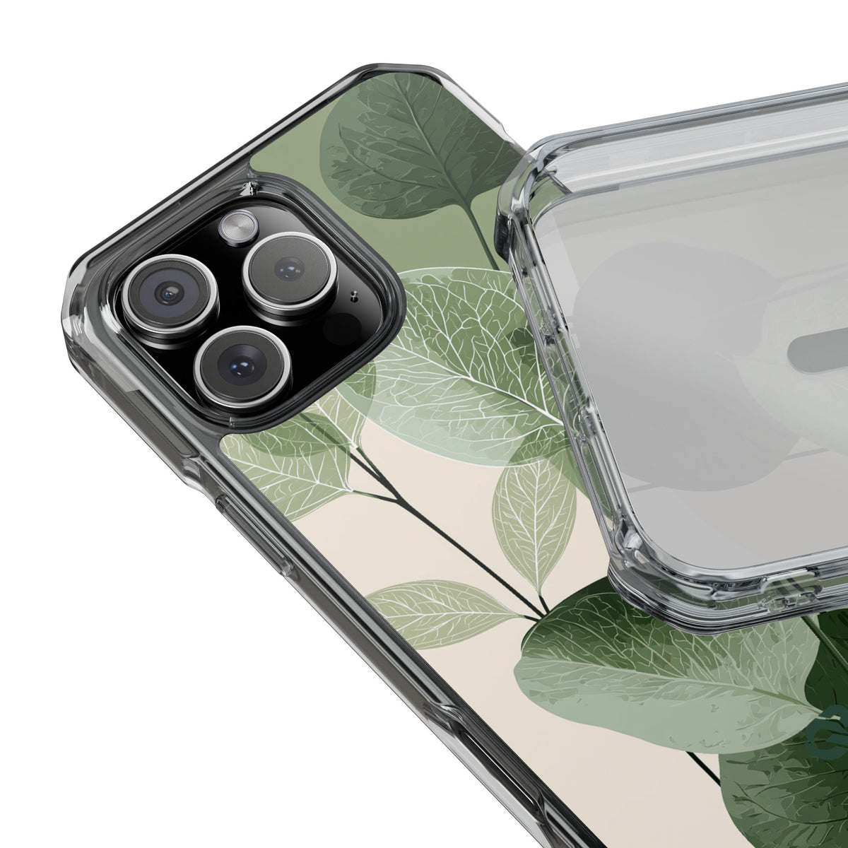 Layered Eucalyptus Study · Clear Impact Magnetic Phone Case for iPhone ·  Green