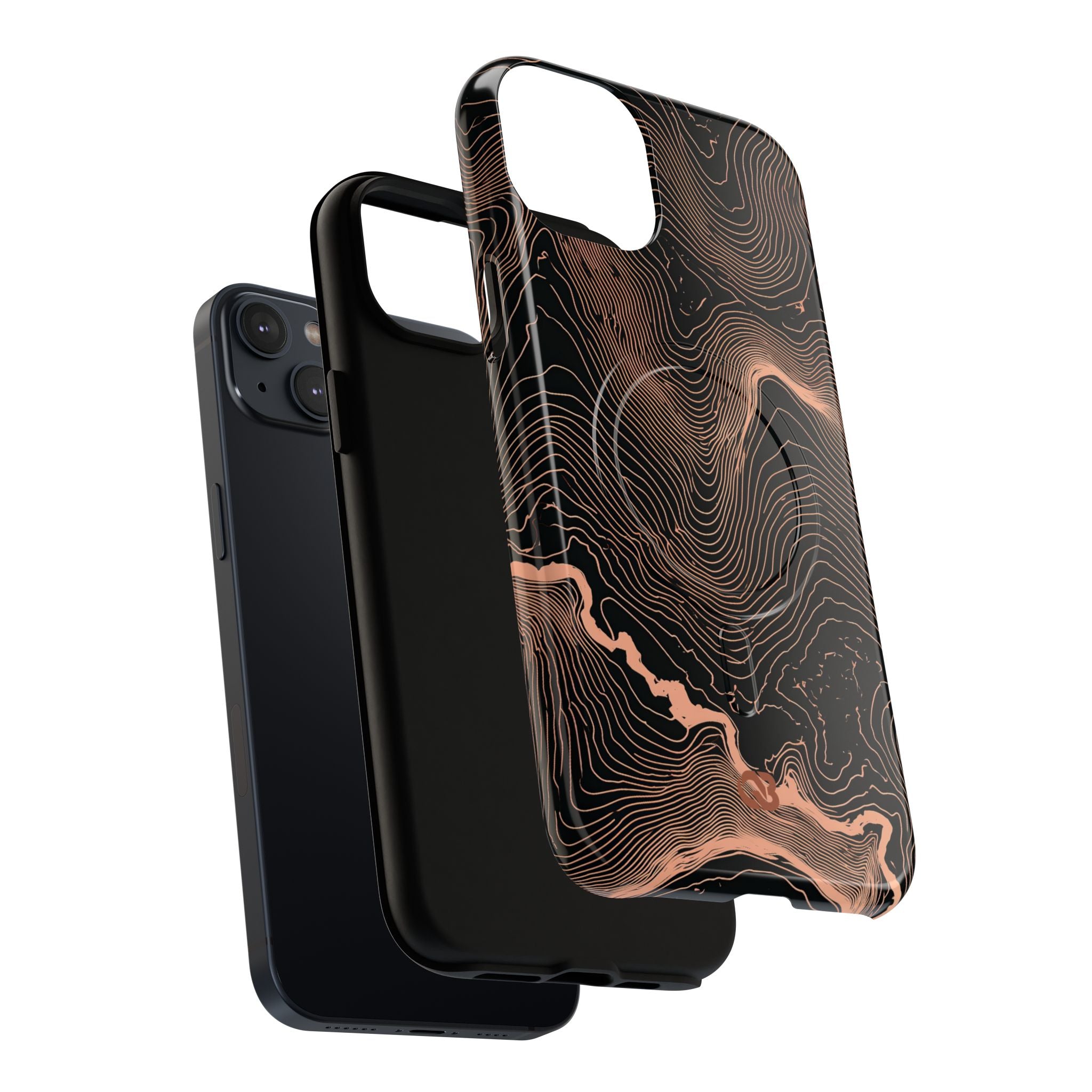 Orange Tough 2.0 Magsafe Phone Case for iPhone - Salmon Ridge Topo