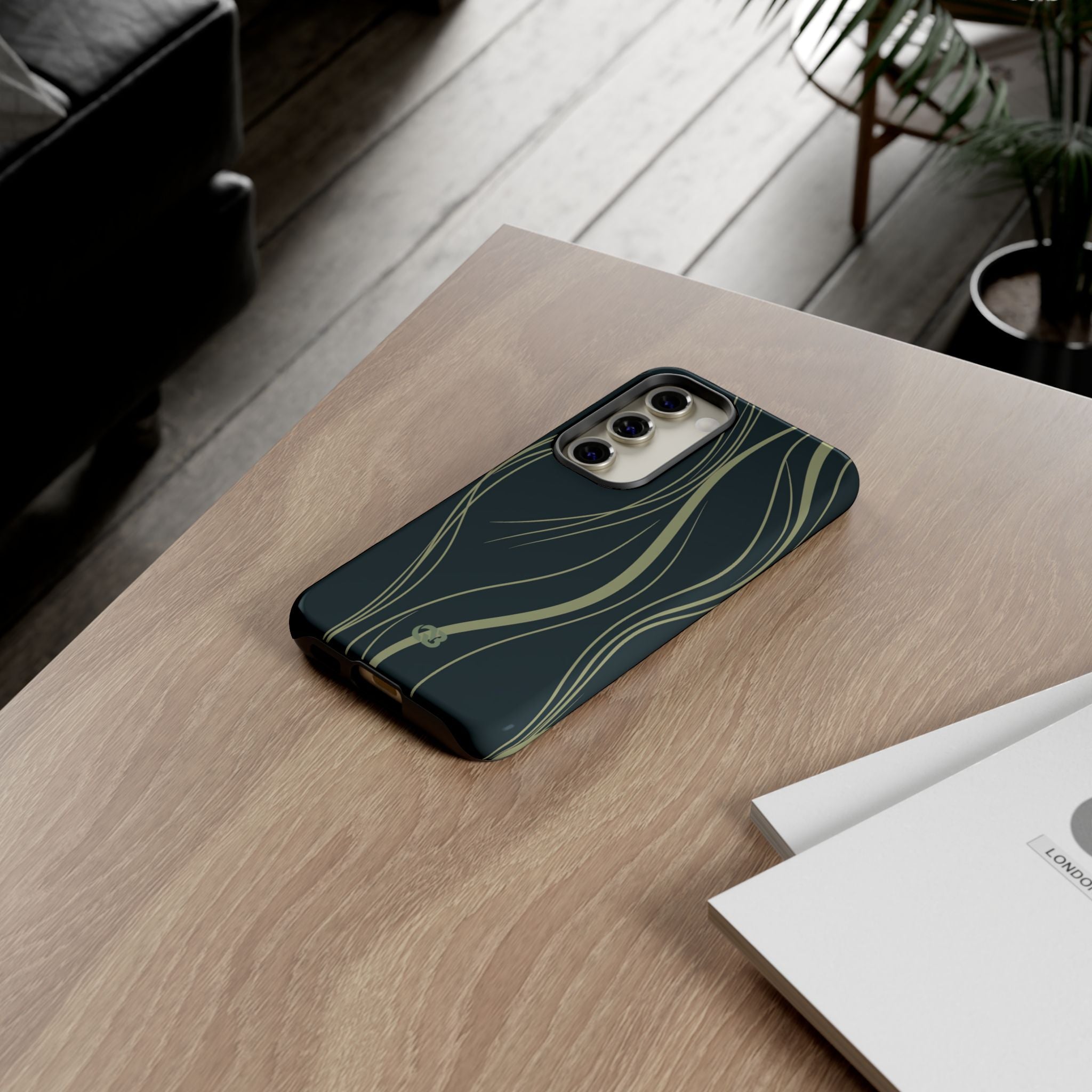 Green Tough Phone Case for Samsung - Obsidian Sage Flow