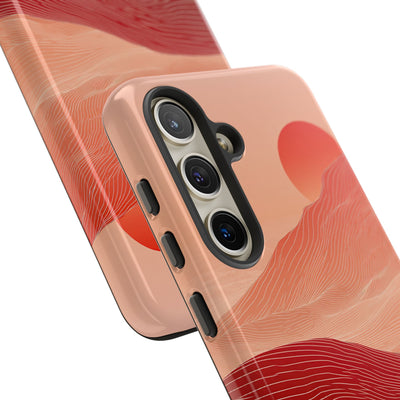 Red Tough Phone Case for Samsung - Crimson Ridge Lines