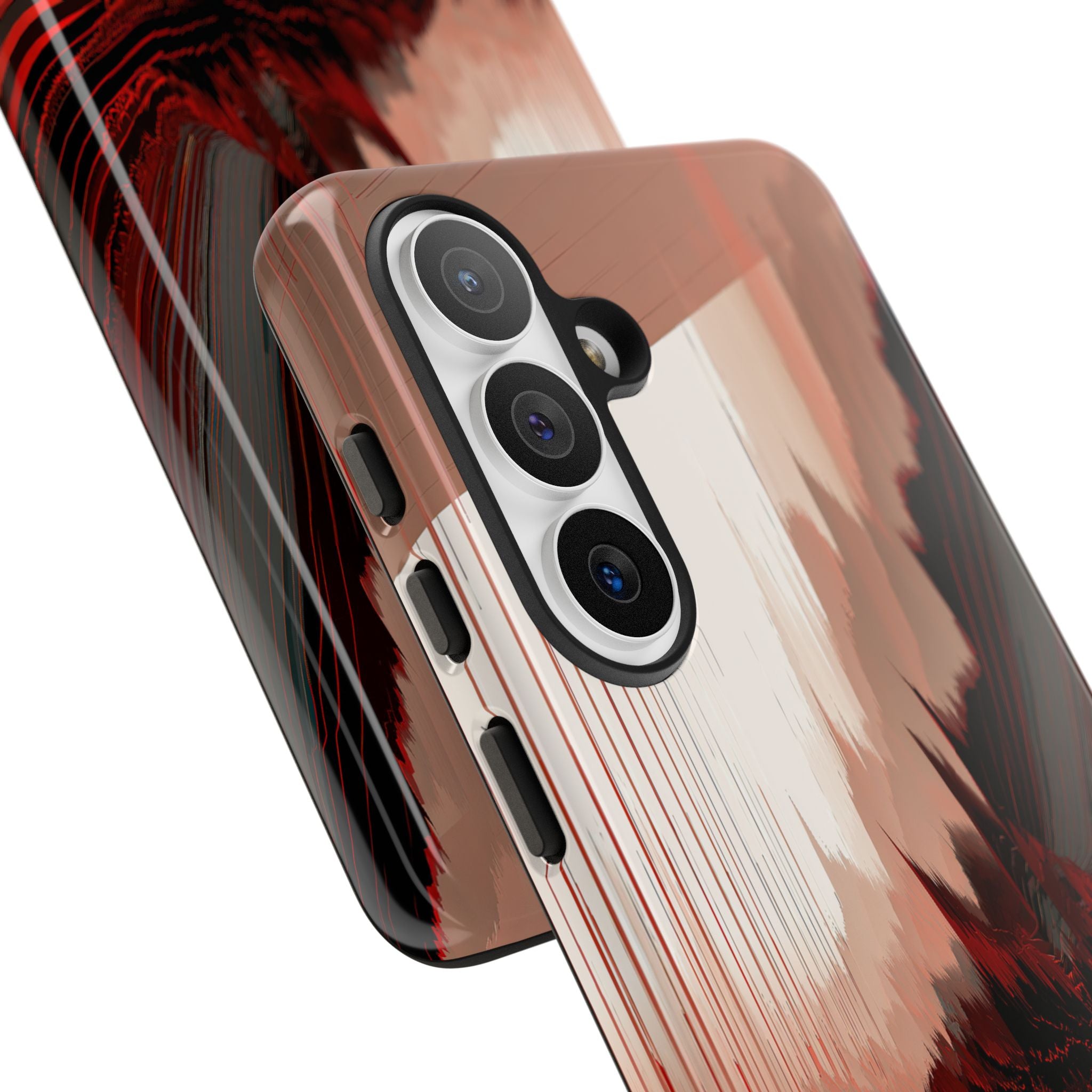 Red Tough Phone Case for Samsung - Crimson Pulse Horizon