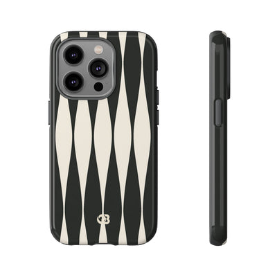 Black Tough Phone Case for iPhone - Ivory Spindle Grid