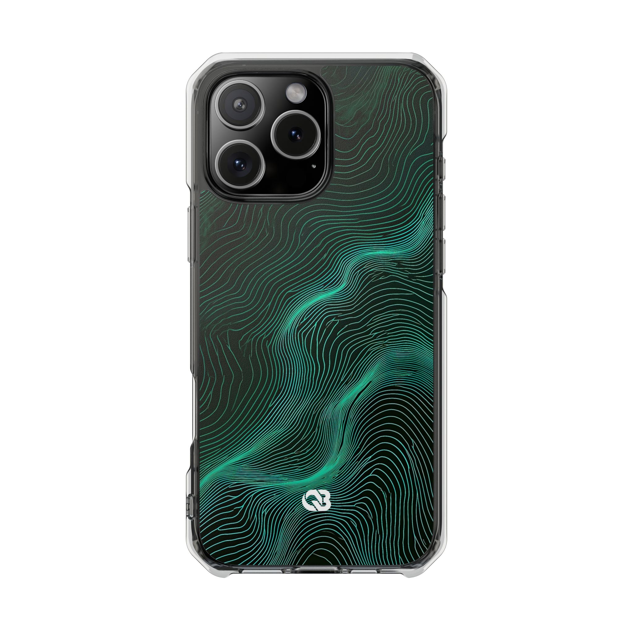 Teal Impact MagSafe Phone Case for iPhone - Neon Jade Contour