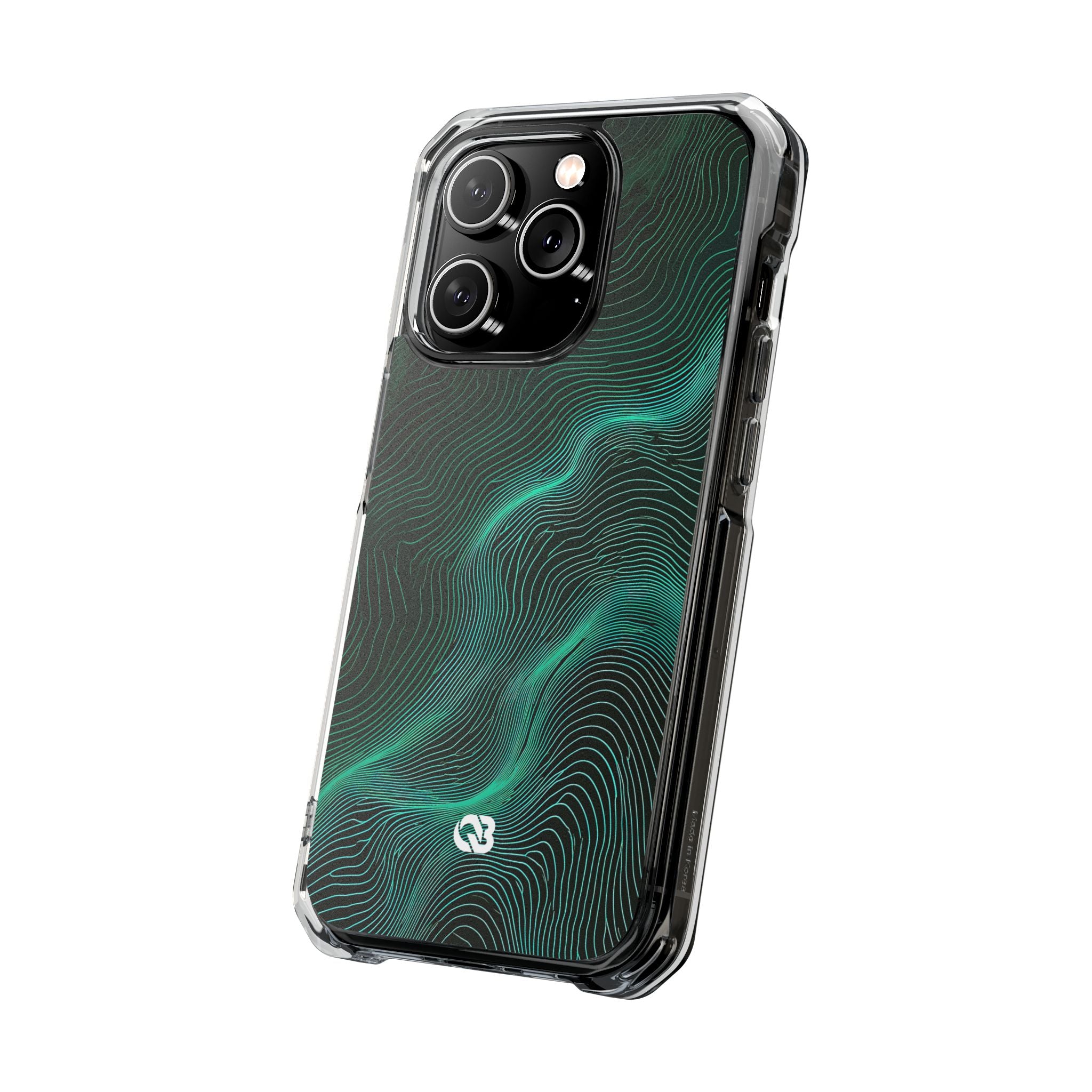 Teal Impact MagSafe Phone Case for iPhone - Neon Jade Contour