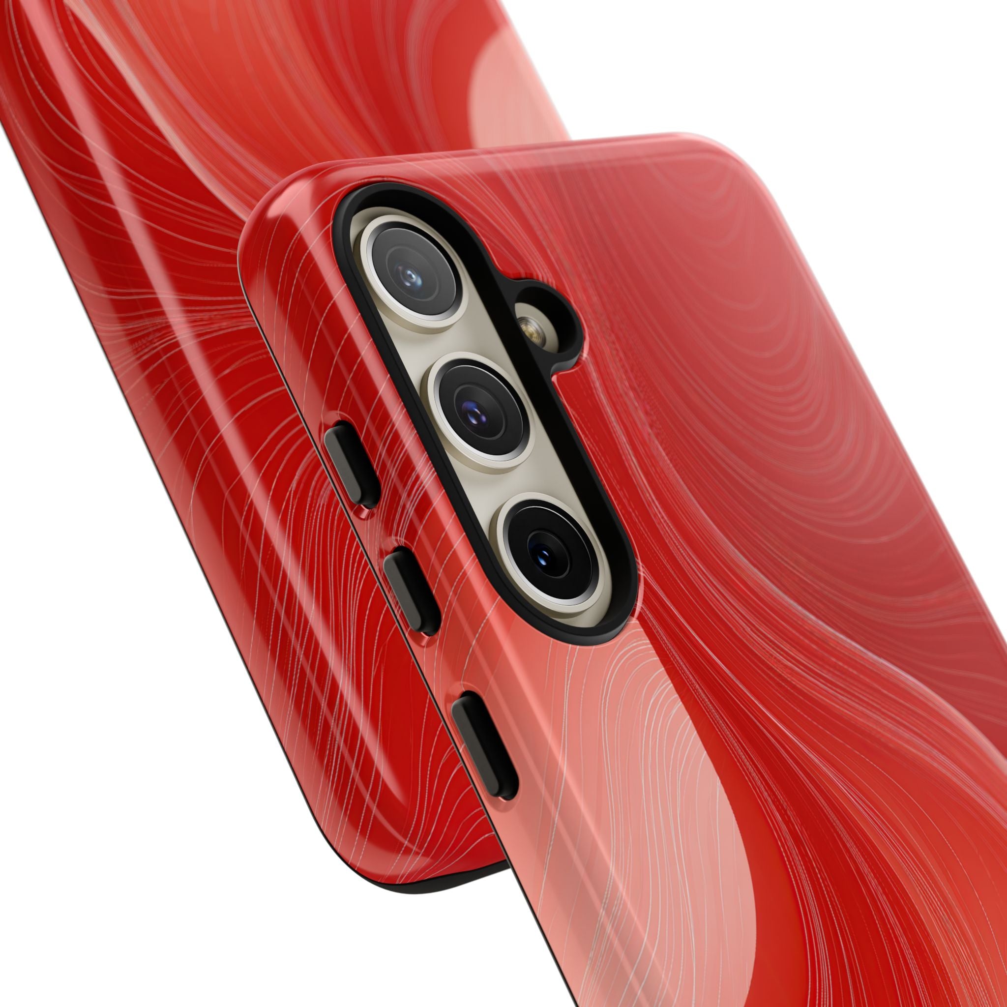 Red Tough Phone Case for Samsung - Crimson Silk Strands