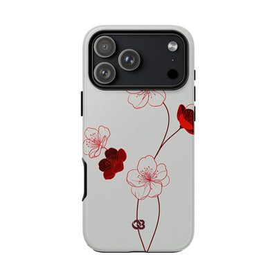 Red Tough Phone Case for iPhone - Kyoto Ember Bloom