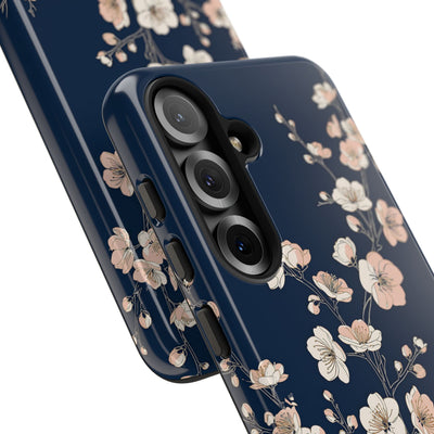 Blue Tough Phone Case for Samsung - Midnight Peach Sakura