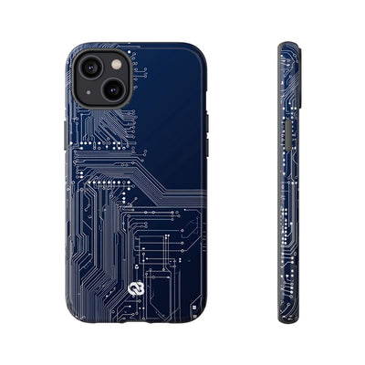 Blue Tough Phone Case for iPhone - Cobalt Data Stream