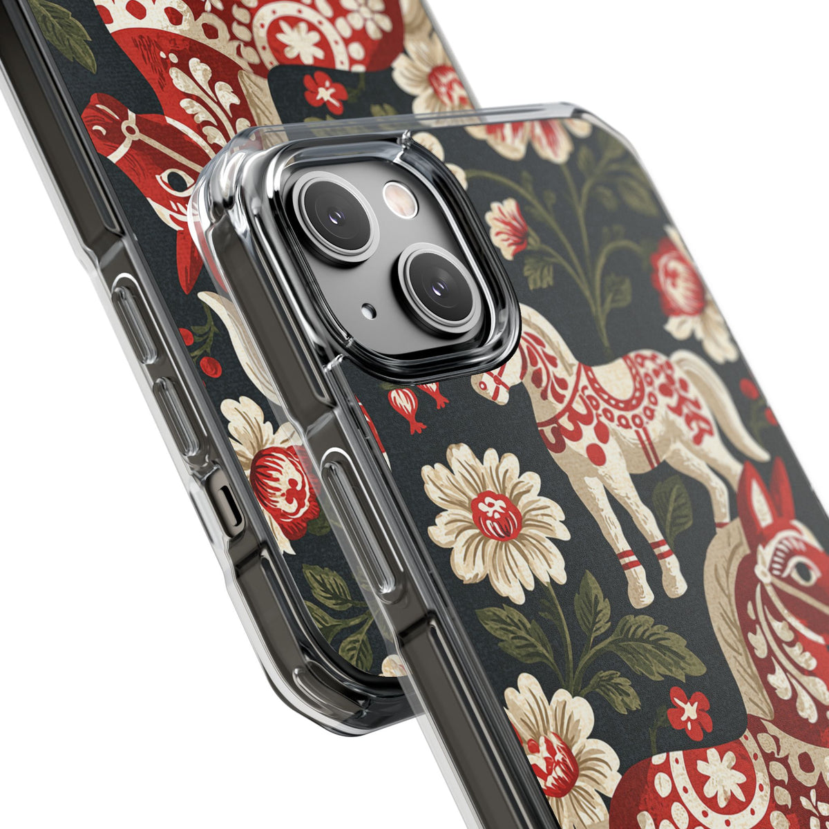 Nordic Dala Meadow · Clear Impact Magnetic Phone Case for iPhone · Red