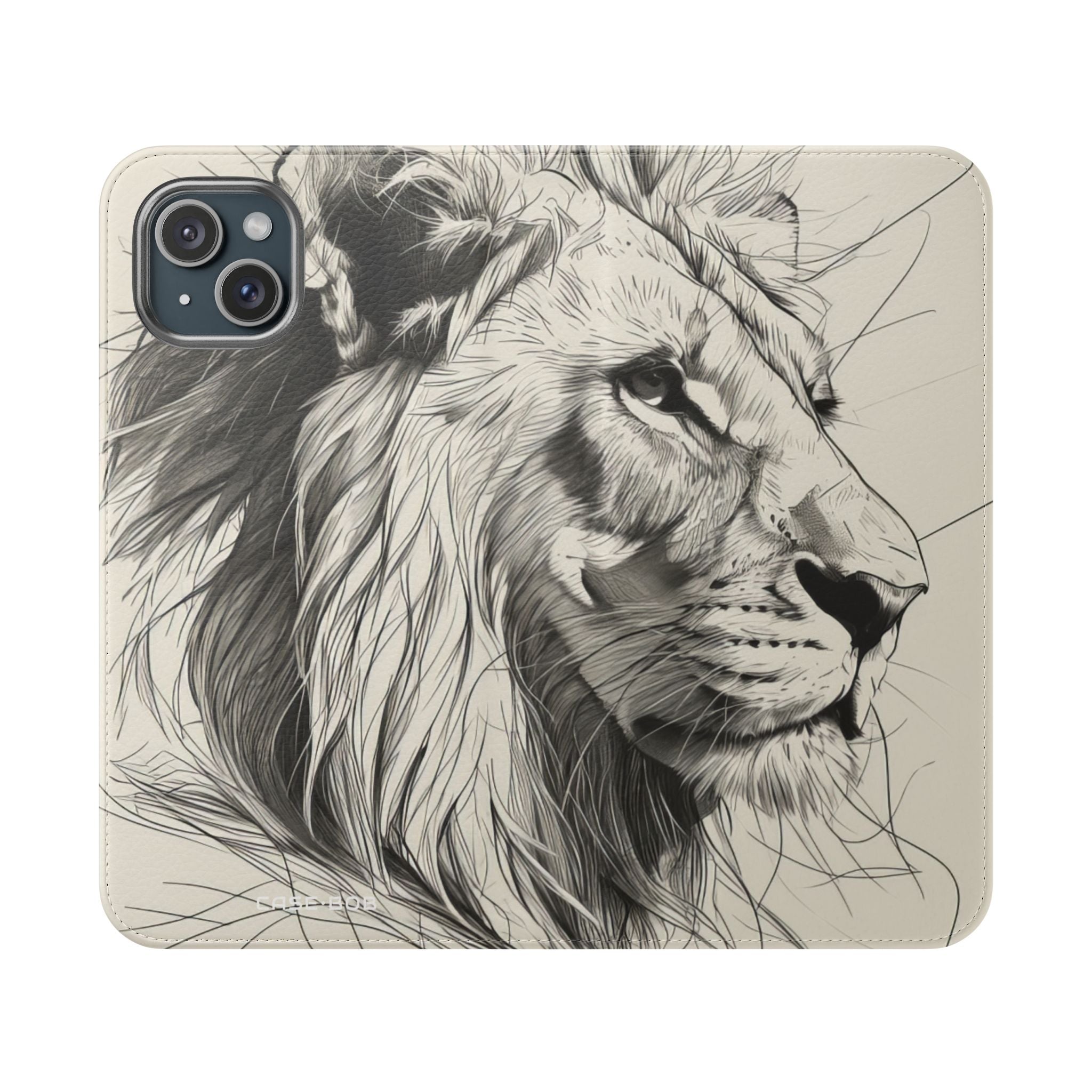 Lion Whisper Gray - iPhone 15 Plus Case - Wallet