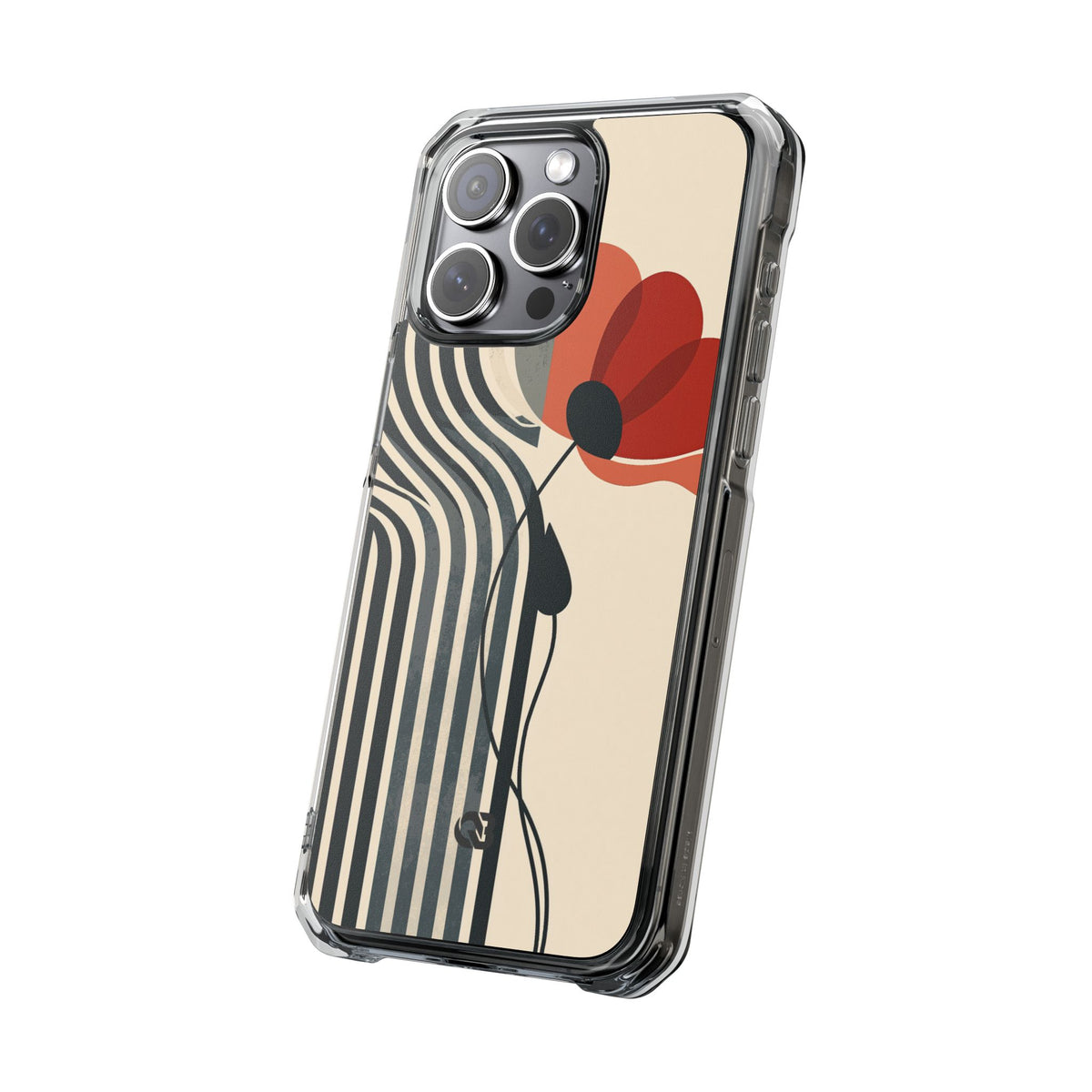 Modernist Poppy · Clear Impact Magnetic Phone Case for iPhone ·  Beige