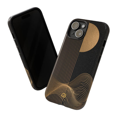 Gold Tough Phone Case for iPhone - Gilded Obsidian Dunes
