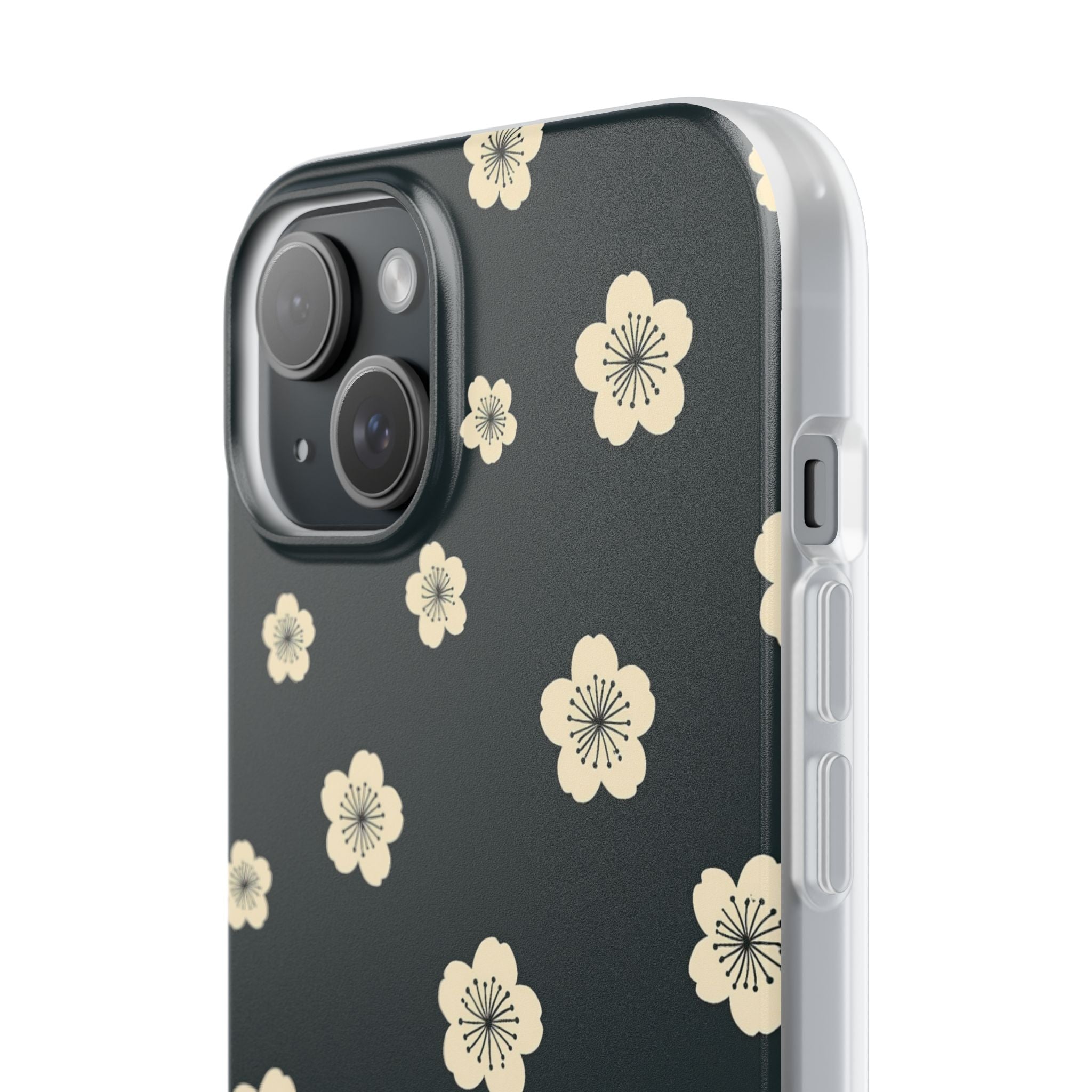 Teal Lite Phone Case for iPhone - Obsidian Cream Petals