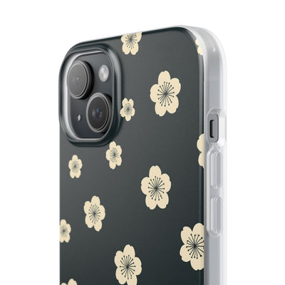 Teal Lite Phone Case for iPhone - Obsidian Cream Petals