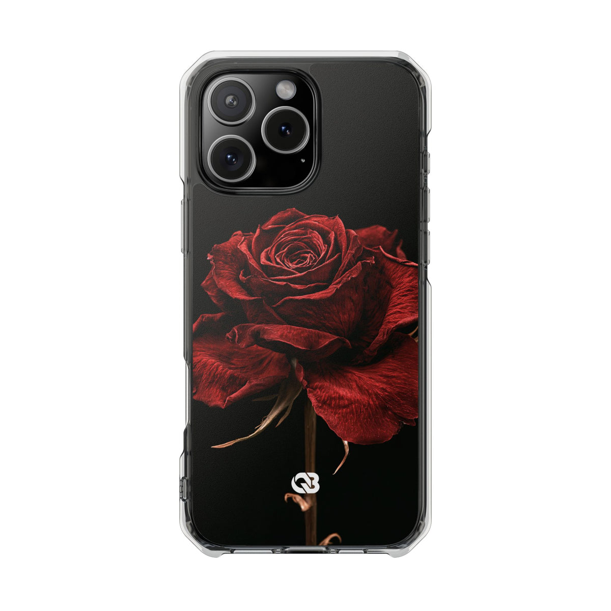 Crimson Noir Rose · Clear Impact Magnetic Phone Case for iPhone ·  Black