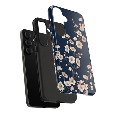 Blue Tough Phone Case for Samsung - Midnight Peach Sakura