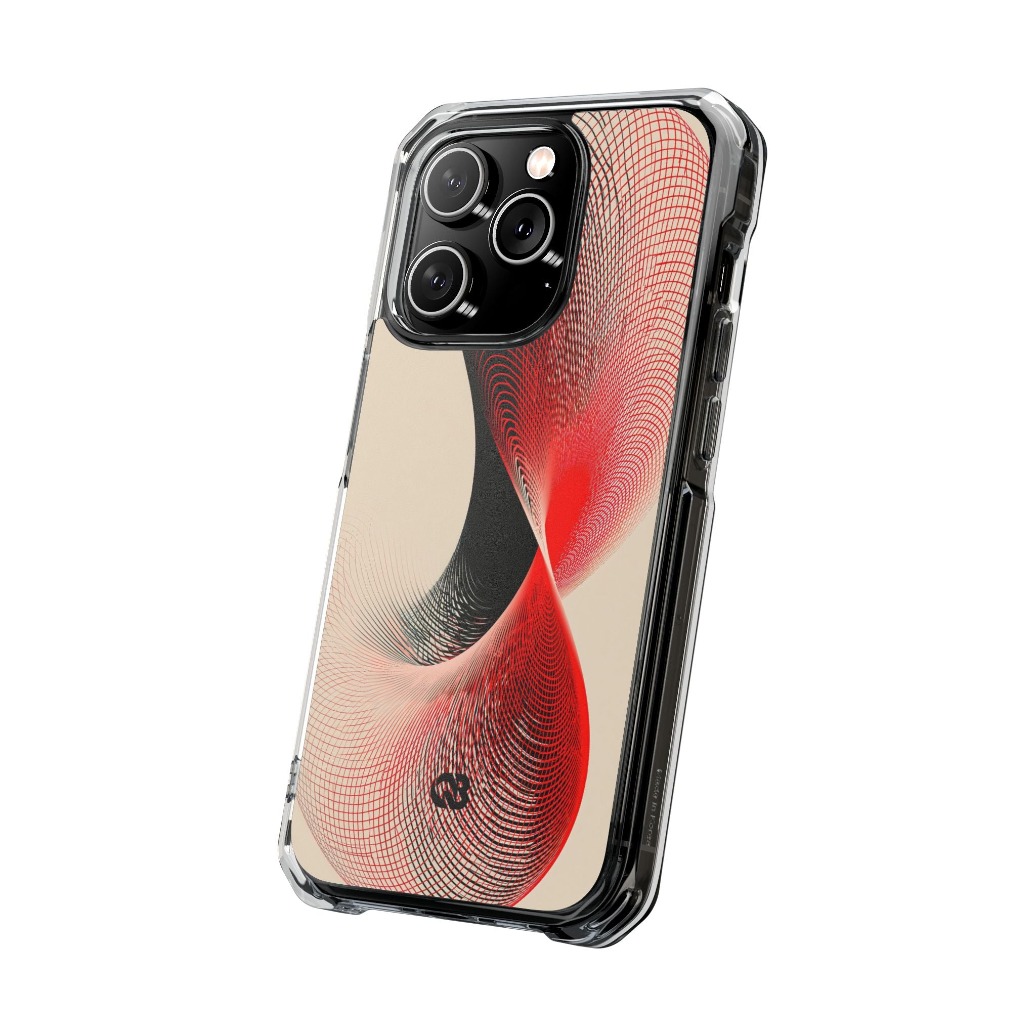 Red Impact MagSafe Phone Case for iPhone - Crimson Grid Vortex