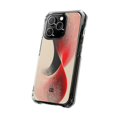 Red Impact MagSafe Phone Case for iPhone - Scarlet Wireframe Helix