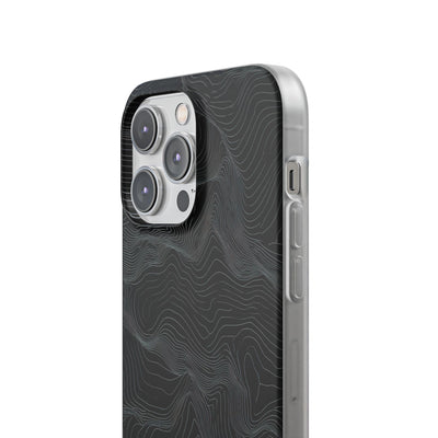 Black Lite Phone Case for iPhone - Obsidian Topo Wireframe