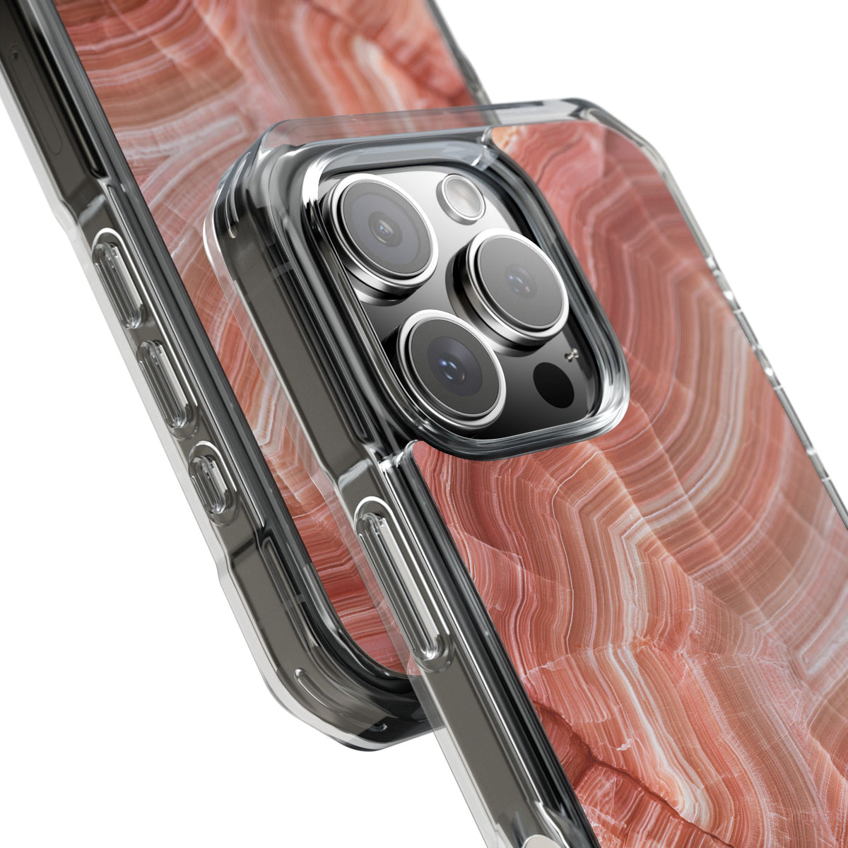 Blushing Rose Strata · Clear Impact Magnetic Phone Case for iPhone · Pink