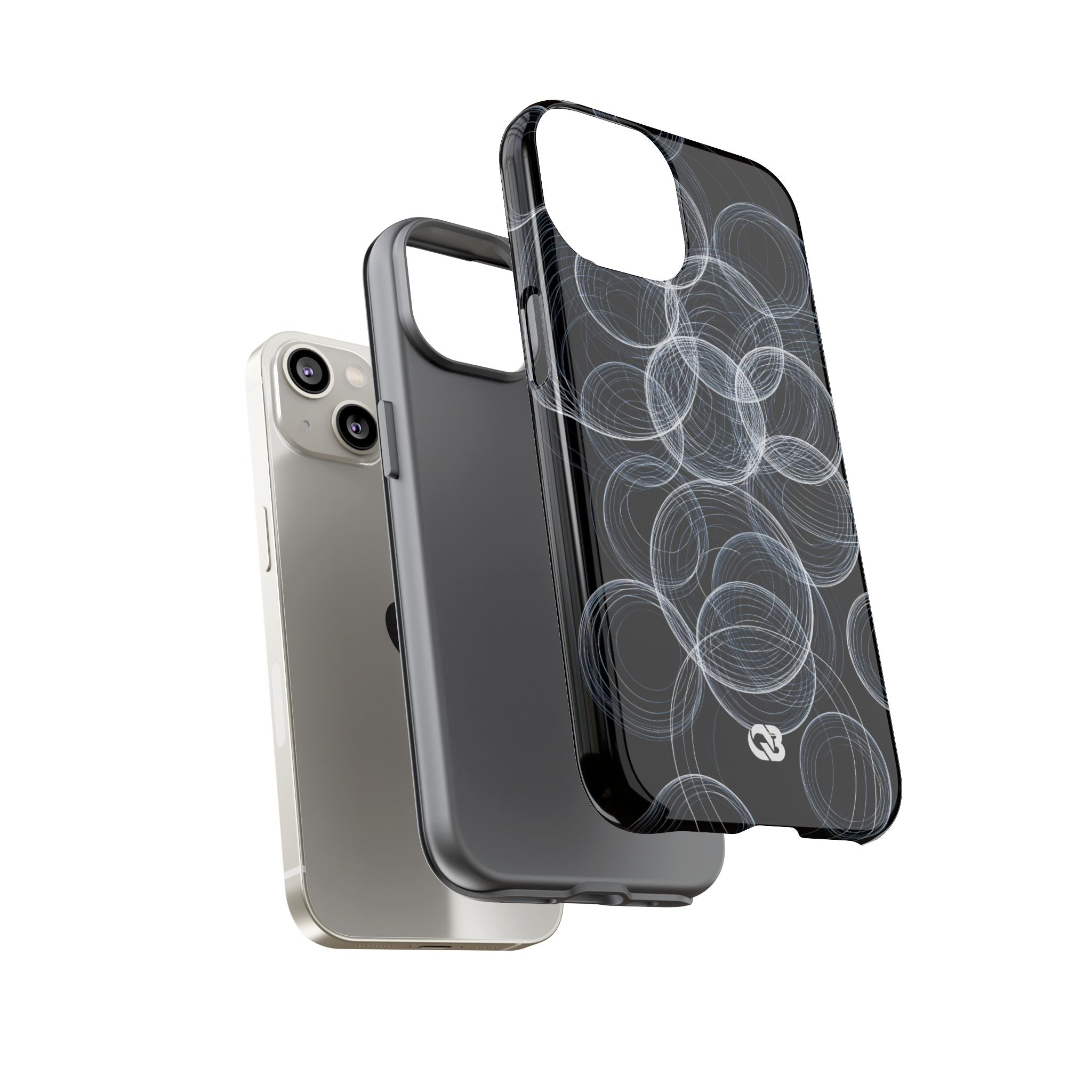 Black Tough Phone Case for iPhone - Frosted Ring Matrix