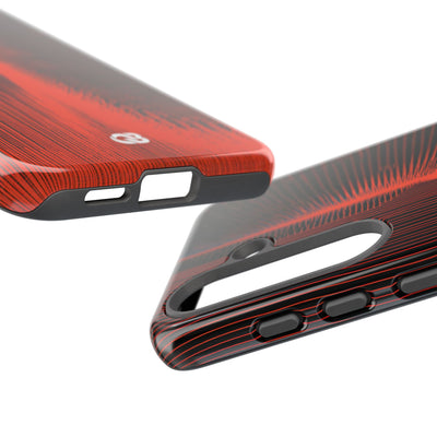 Red Tough Phone Case for Samsung - Crimson Frequency Pulse