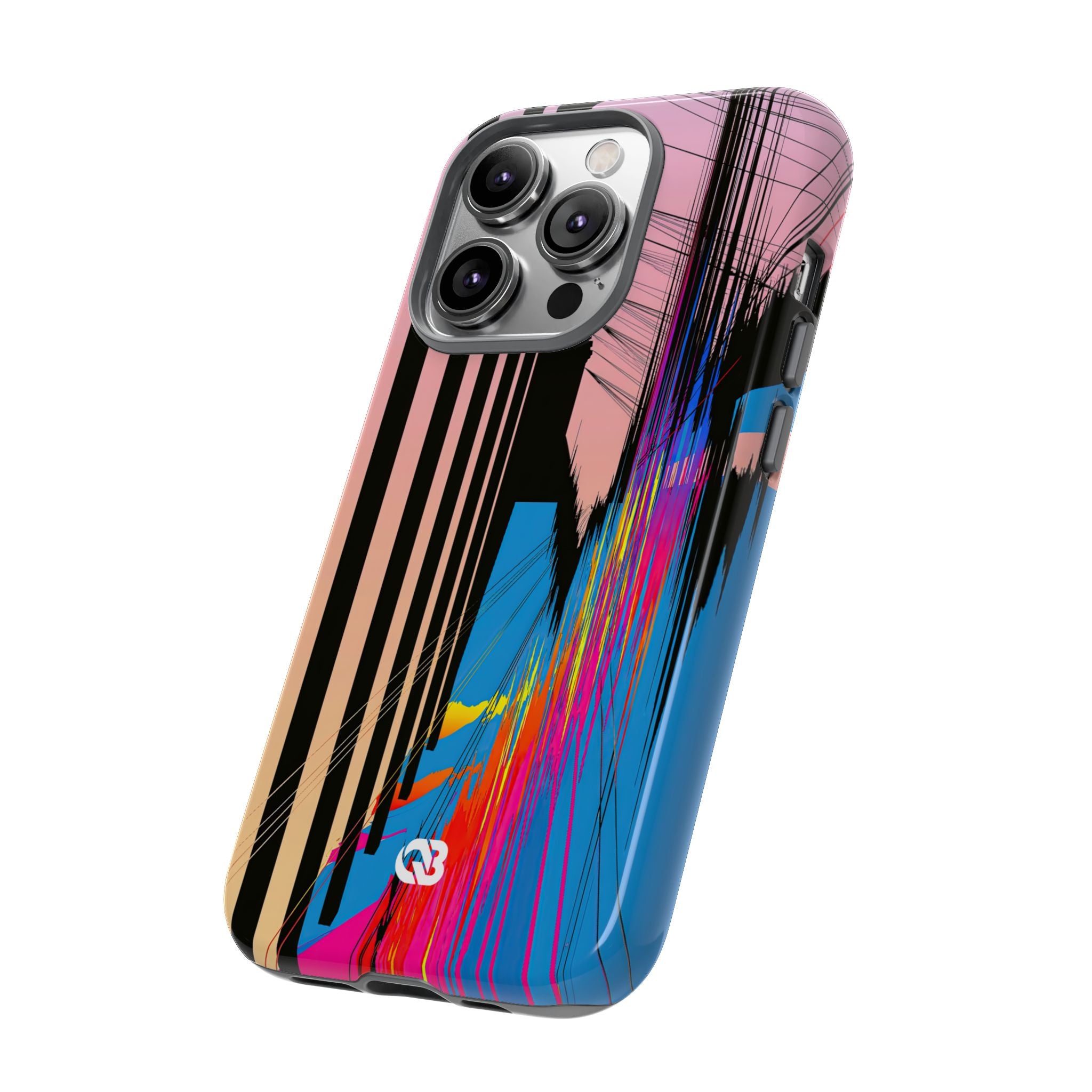 Blue Tough Phone Case for iPhone - Fractured Data Skyline