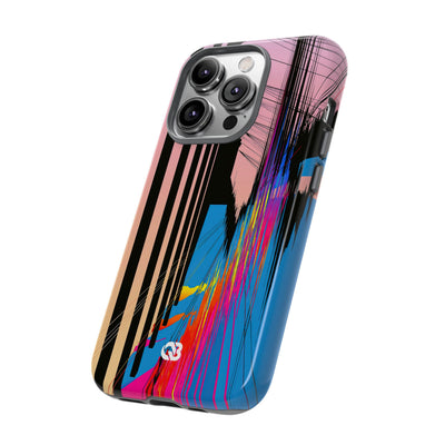 Blue Tough Phone Case for iPhone - Fractured Data Skyline