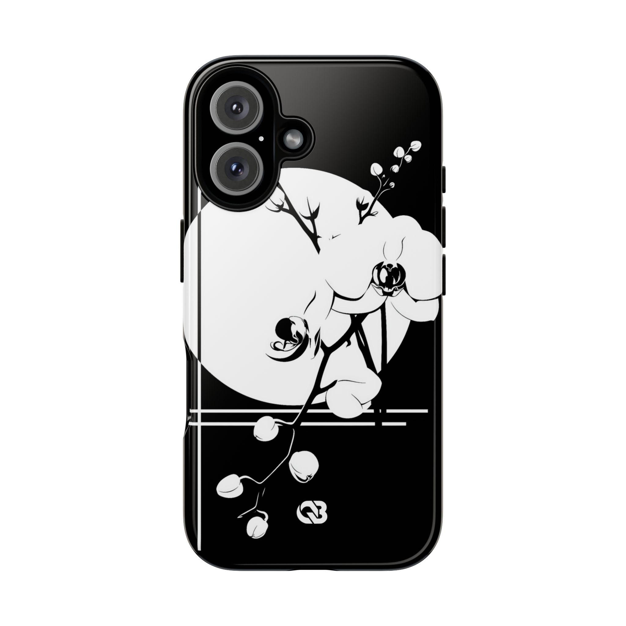 Black Tough Phone Case for iPhone - Lunar Orchid Grid