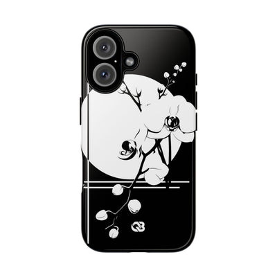 Black Tough Phone Case for iPhone - Lunar Orchid Grid