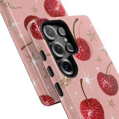 Bedazzled Ruby Cherries · Tough Phone Case for Samsung · Pink