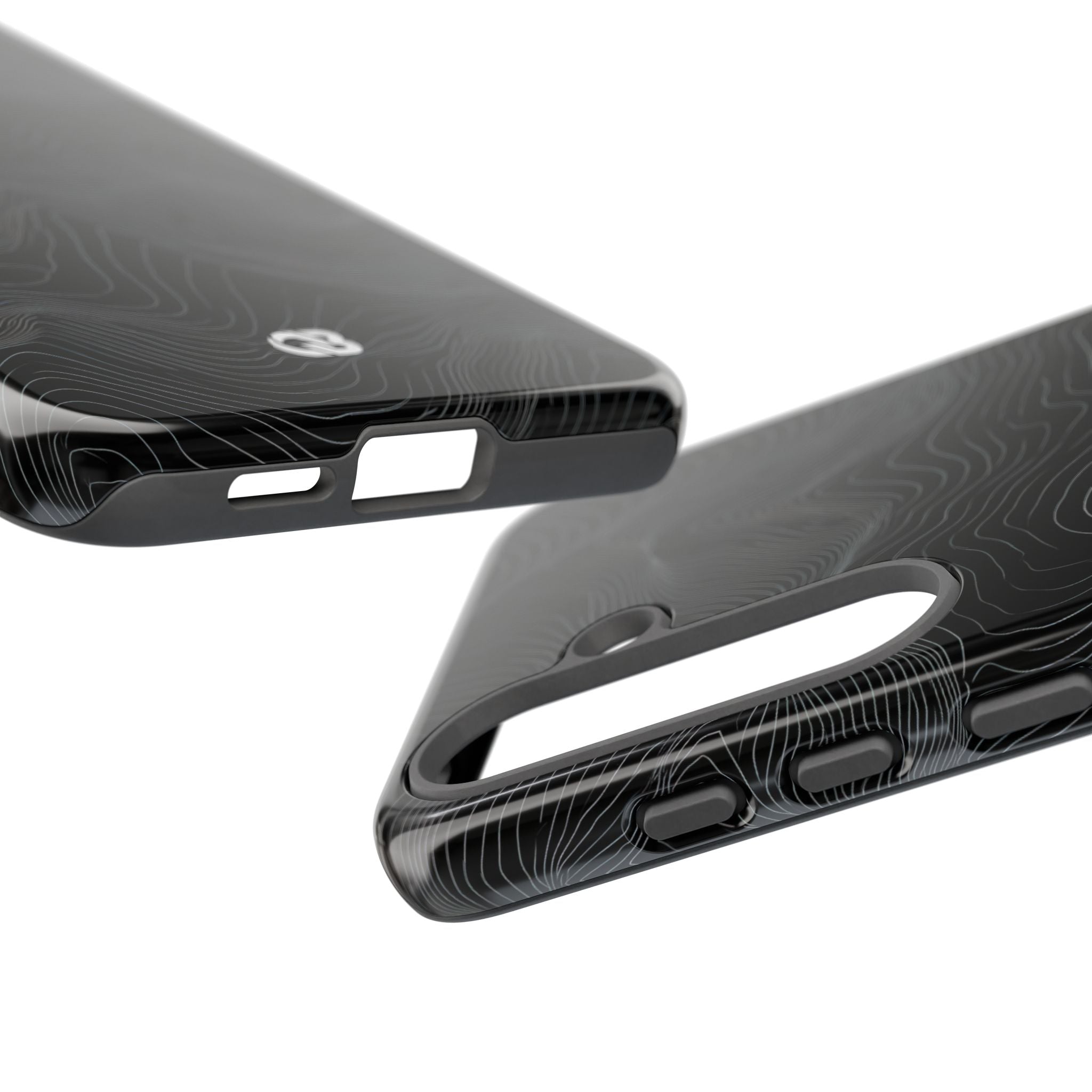 Black Tough Phone Case for Samsung - Obsidian Topo Wireframe