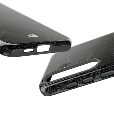 Black Tough Phone Case for Samsung - Obsidian Topo Wireframe