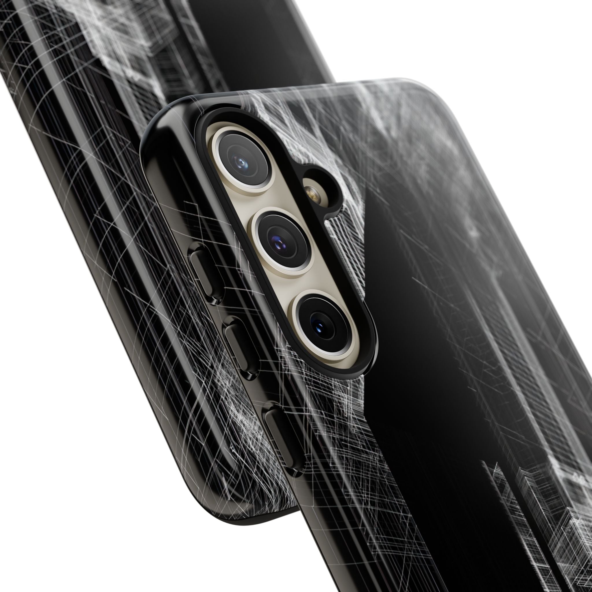 Black Tough Phone Case for Samsung - Ghost Urban Wireframe