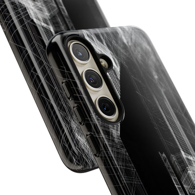 Black Tough Phone Case for Samsung - Ghost Urban Wireframe