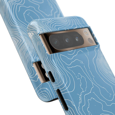 Blue Tough Phone Case for Google Pixel - Glacial Ridge Topo
