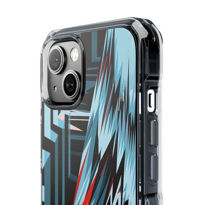 Blue Impact MagSafe Phone Case for iPhone - Glitch Peak Cyan