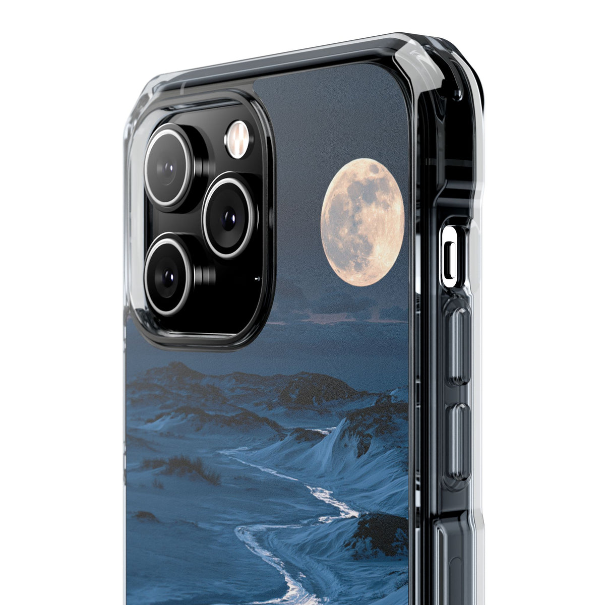 Arctic Moon Drift · Clear Impact Magnetic Phone Case for iPhone · Blue
