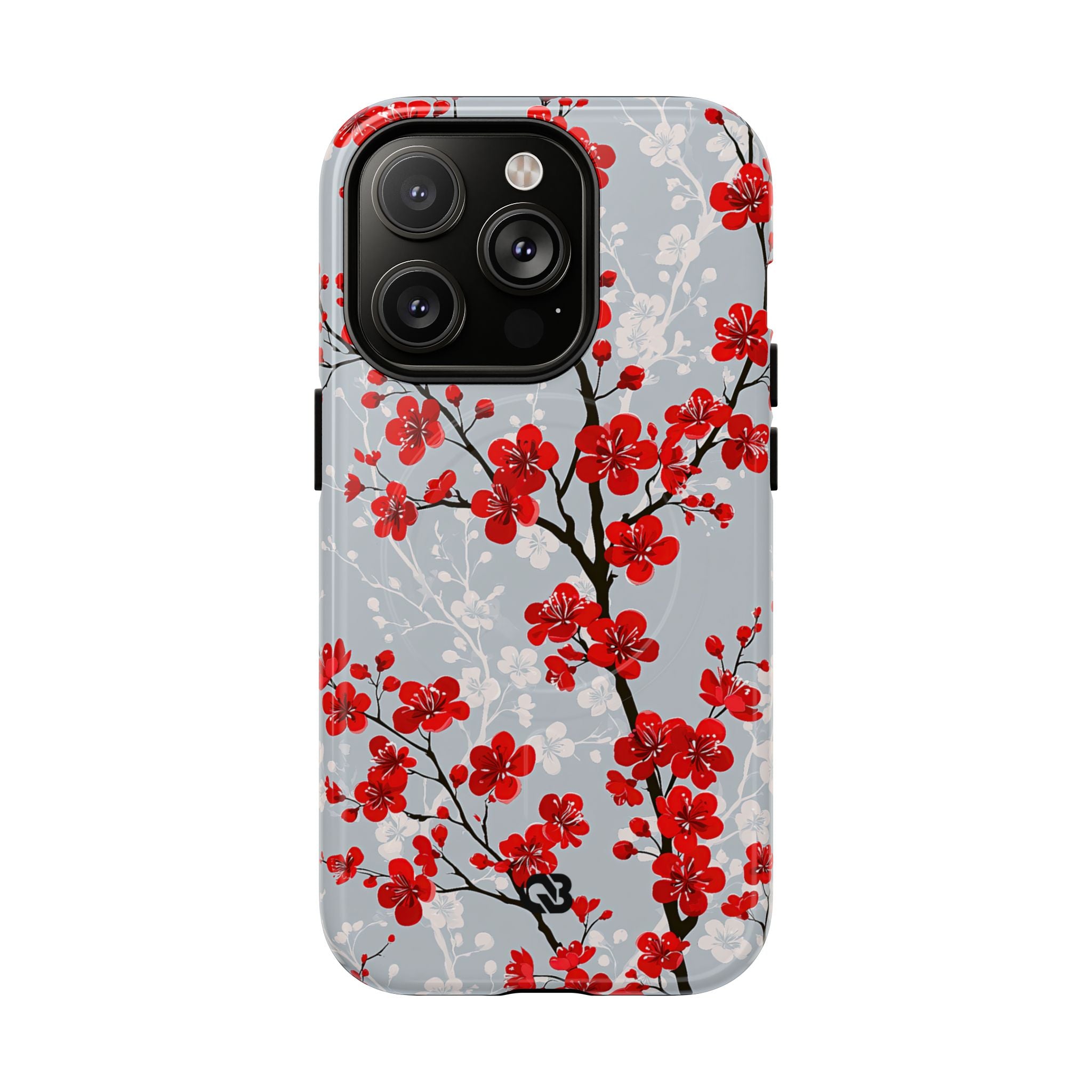 Grey Tough 2.0 Magsafe Phone Case for iPhone - Crimson Sakura Slate