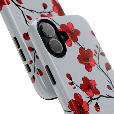 Grey Tough 2.0 Magsafe Phone Case for iPhone - Crimson Blossom Onyx