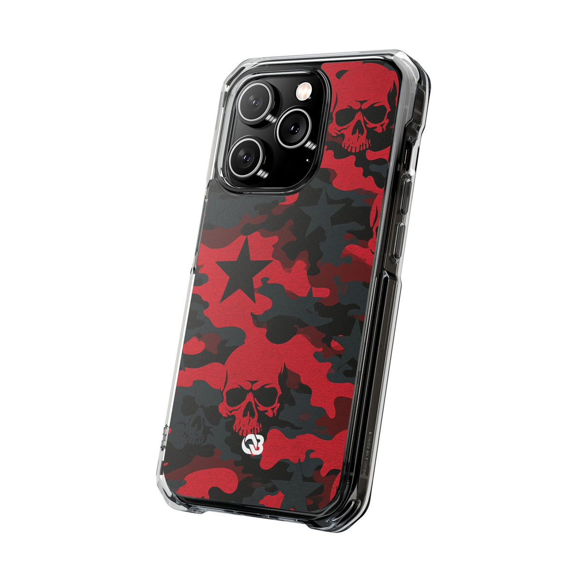 Crimson Skull Camo · Clear Impact Magnetic Phone Case for iPhone · Red