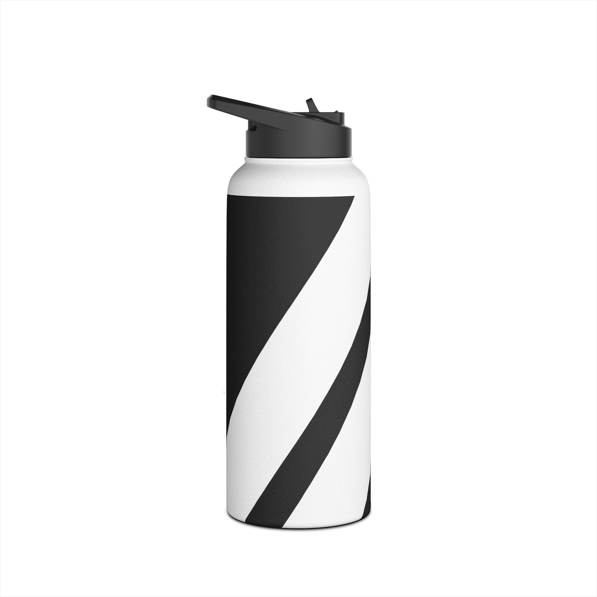 Diagonal Stripes BlackWhite - Stainless Steel Water Bottle